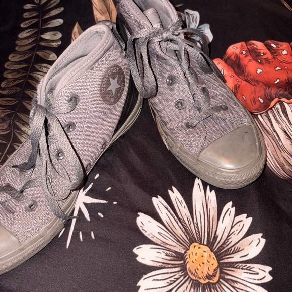 Converse Women's High-Top Canvas Sneakers in Light Gray - Picture 2 of 5